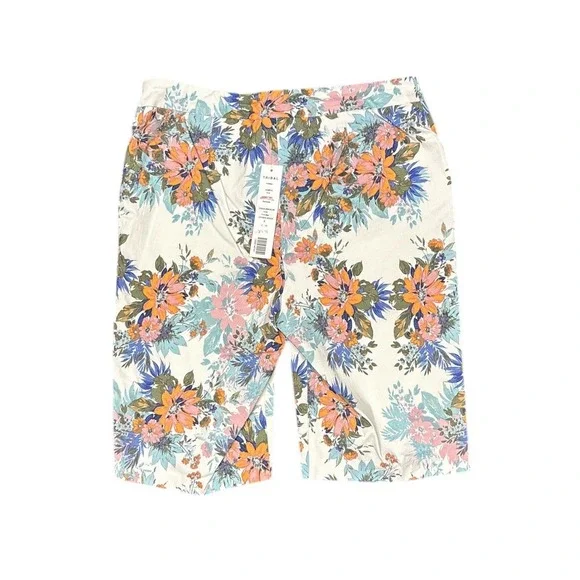 Tribal Pink Mist Bermuda Shorts Floral Print Multi Color Made in Canada Sz 8 NWT - Picture 2 of 6